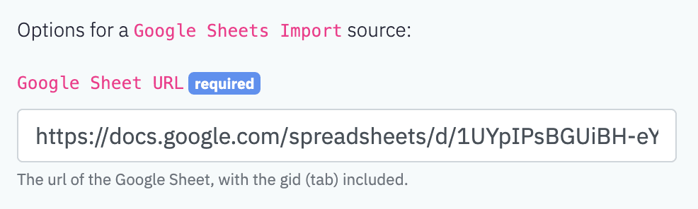 Google Sheets Import Options