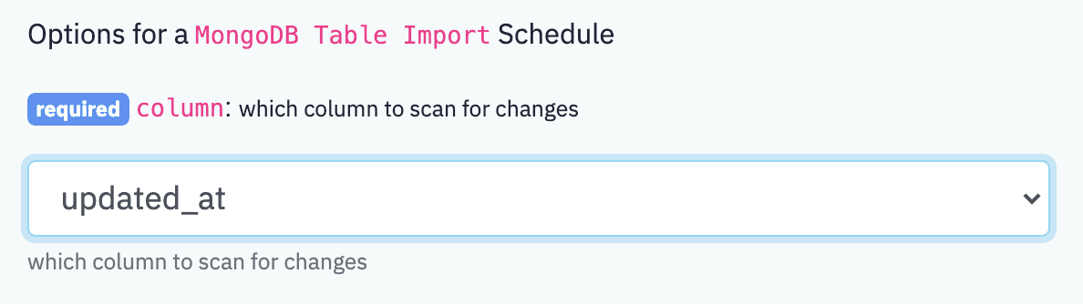 Mongo Import Table Schedule