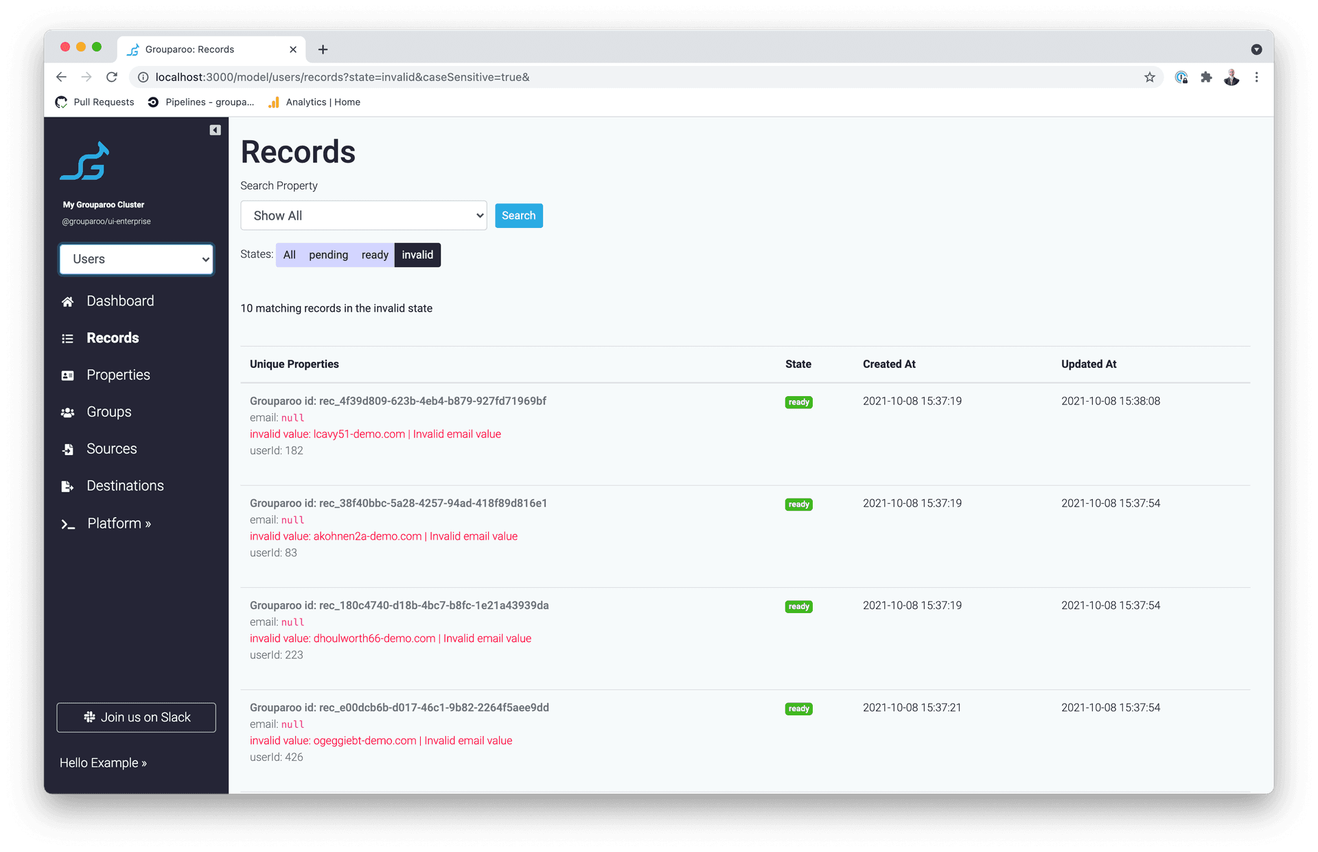 Filter by Invalid Record Properties